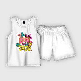 Детская пижама с шортами хлопок с принтом Love JoJo ,  |  | jojo logo | jojo no kimyou na bouken | ojos bizarre adventure | невероятное приключение джоджо