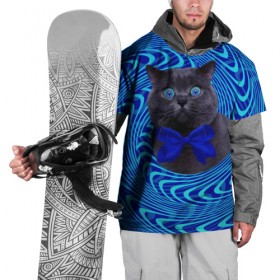 Накидка на куртку 3D с принтом Гипнотический кот , 100% полиэстер |  | big | арт | крупные арты | крупные принты | сумасшедшие арты