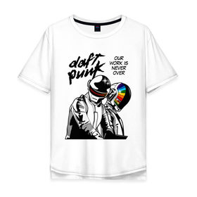 Мужская футболка хлопок Oversize с принтом Daft Punk , 100% хлопок | свободный крой, круглый ворот, “спинка” длиннее передней части | daft punk | electronic | house | human | music | robot | дафт панк | музыка | синти поп | хаус | электроника