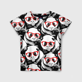 Детская футболка 3D с принтом Панды в красных очках , 100% гипоаллергенный полиэфир | прямой крой, круглый вырез горловины, длина до линии бедер, чуть спущенное плечо, ткань немного тянется | animals | bears | funny | head | muzzl | pandas | red | весёлые | взгляд | голова | графика | животные | искусство | картинка | красивый | красные | крутой | медведи | мода | модный | молодёжная | очки | панды | рисунок