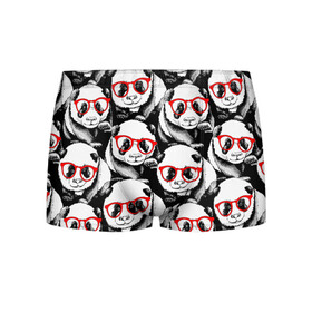 Мужские трусы 3D с принтом Панды в красных очках , 50% хлопок, 50% полиэстер | классическая посадка, на поясе мягкая тканевая резинка | Тематика изображения на принте: animals | bears | funny | head | muzzl | pandas | red | весёлые | взгляд | голова | графика | животные | искусство | картинка | красивый | красные | крутой | медведи | мода | модный | молодёжная | очки | панды | рисунок