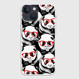 Чехол для iPhone 13 mini с принтом Панды в красных очках ,  |  | animals | bears | funny | head | muzzl | pandas | red | весёлые | взгляд | голова | графика | животные | искусство | картинка | красивый | красные | крутой | медведи | мода | модный | молодёжная | очки | панды | рисунок