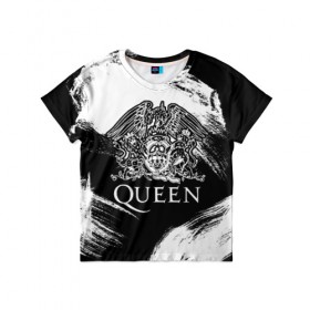 Детская футболка 3D с принтом Queen , 100% гипоаллергенный полиэфир | прямой крой, круглый вырез горловины, длина до линии бедер, чуть спущенное плечо, ткань немного тянется | queen | брайан мэи | британская | группа | джон дикон | королева | роджер тейлор | рок | фредди меркьюри
