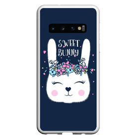 Чехол для Samsung Galaxy S10 с принтом Sweet bunny , Силикон | Область печати: задняя сторона чехла, без боковых панелей | Тематика изображения на принте: art | creat | drawing | graphics | picture | белый | влюбленный | графика | день святого валентина | заяц | зеленый | искусство | картинка | кролик | крутой | лучший | любовь | модный | подарок | праздник | пушистый