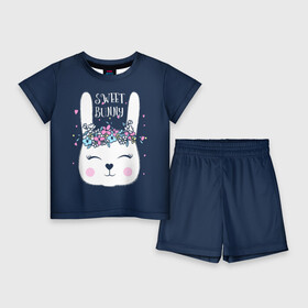 Детский костюм с шортами 3D с принтом Sweet bunny ,  |  | art | creat | drawing | graphics | picture | белый | влюбленный | графика | день святого валентина | заяц | зеленый | искусство | картинка | кролик | крутой | лучший | любовь | модный | подарок | праздник | пушистый