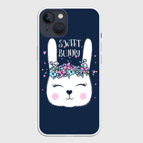 Чехол для iPhone 13 с принтом Sweet bunny ,  |  | art | creat | drawing | graphics | picture | белый | влюбленный | графика | день святого валентина | заяц | зеленый | искусство | картинка | кролик | крутой | лучший | любовь | модный | подарок | праздник | пушистый