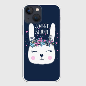 Чехол для iPhone 13 mini с принтом Sweet bunny ,  |  | art | creat | drawing | graphics | picture | белый | влюбленный | графика | день святого валентина | заяц | зеленый | искусство | картинка | кролик | крутой | лучший | любовь | модный | подарок | праздник | пушистый