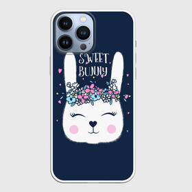 Чехол для iPhone 13 Pro Max с принтом Sweet bunny ,  |  | art | creat | drawing | graphics | picture | белый | влюбленный | графика | день святого валентина | заяц | зеленый | искусство | картинка | кролик | крутой | лучший | любовь | модный | подарок | праздник | пушистый