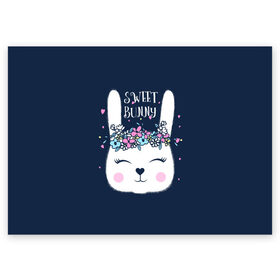 Поздравительная открытка с принтом Sweet bunny , 100% бумага | плотность бумаги 280 г/м2, матовая, на обратной стороне линовка и место для марки
 | art | creat | drawing | graphics | picture | белый | влюбленный | графика | день святого валентина | заяц | зеленый | искусство | картинка | кролик | крутой | лучший | любовь | модный | подарок | праздник | пушистый