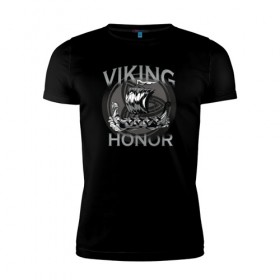 Мужская футболка премиум с принтом Викинг , 92% хлопок, 8% лайкра | приталенный силуэт, круглый вырез ворота, длина до линии бедра, короткий рукав | viking | викинг | викинги | дракар | драккар | честь