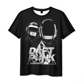 Мужская футболка 3D с принтом Daft Punk , 100% полиэфир | прямой крой, круглый вырез горловины, длина до линии бедер | Тематика изображения на принте: daft punk | electronic | house | human | music | robot | дафт панк | музыка | синти поп | хаус | электроника