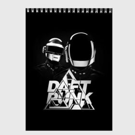 Скетчбук с принтом Daft Punk , 100% бумага
 | 48 листов, плотность листов — 100 г/м2, плотность картонной обложки — 250 г/м2. Листы скреплены сверху удобной пружинной спиралью | Тематика изображения на принте: daft punk | electronic | house | human | music | robot | дафт панк | музыка | синти поп | хаус | электроника