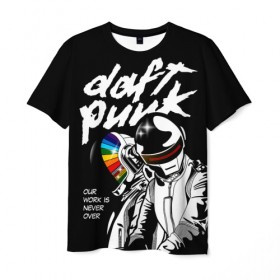 Мужская футболка 3D с принтом Daft Punk , 100% полиэфир | прямой крой, круглый вырез горловины, длина до линии бедер | daft punk | electronic | house | human | music | robot | дафт панк | музыка | синти поп | хаус | электроника