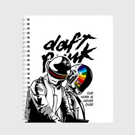 Тетрадь с принтом Daft Punk , 100% бумага | 48 листов, плотность листов — 60 г/м2, плотность картонной обложки — 250 г/м2. Листы скреплены сбоку удобной пружинной спиралью. Уголки страниц и обложки скругленные. Цвет линий — светло-серый
 | Тематика изображения на принте: daft punk | electronic | house | human | music | robot | дафт панк | музыка | синти поп | хаус | электроника