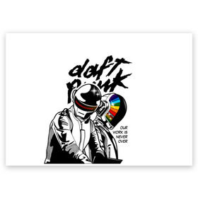 Поздравительная открытка с принтом Daft Punk , 100% бумага | плотность бумаги 280 г/м2, матовая, на обратной стороне линовка и место для марки
 | daft punk | electronic | house | human | music | robot | дафт панк | музыка | синти поп | хаус | электроника