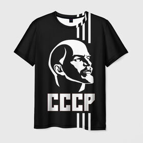 Мужская футболка 3D с принтом СССР Ленин , 100% полиэфир | прямой крой, круглый вырез горловины, длина до линии бедер | белый | белый и черный | герб | ленин | логотип | надпись ссср | полосы | россия | ссср | черный