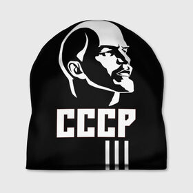Шапка 3D с принтом СССР Ленин , 100% полиэстер | универсальный размер, печать по всей поверхности изделия | белый | белый и черный | герб | ленин | логотип | надпись ссср | полосы | россия | ссср | черный