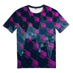 Мужская футболка 3D с принтом Abstraction hy-tech , 100% полиэфир | прямой крой, круглый вырез горловины, длина до линии бедер | abstract | abstraction | comb | cyberpunk | texture | абстракция | бронь | броня | кибер панк | соты | стальные соты | текстуры