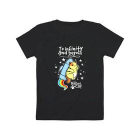 Детская футболка хлопок с принтом To Infinity And Beyond , 100% хлопок | круглый вырез горловины, полуприлегающий силуэт, длина до линии бедер | астронавт | вселенная | звезды | киса | космонавт | космос | кот | котейка | котенок | котэ | котя | кошка | милый | мимими | наса | полет | радуга | ракета