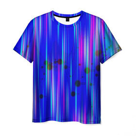 Мужская футболка 3D с принтом neon strokes , 100% полиэфир | прямой крой, круглый вырез горловины, длина до линии бедер | Тематика изображения на принте: abstract | abstraction | comb | cyberpunk | texture | абстракция | бронь | броня | кибер панк | соты | стальные соты | текстуры