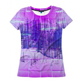 Женская футболка 3D с принтом ABSTRACT NEON , 100% полиэфир ( синтетическое хлопкоподобное полотно) | прямой крой, круглый вырез горловины, длина до линии бедер | abstract | abstraction | comb | cyberpunk | texture | абстракция | бронь | броня | кибер панк | соты | стальные соты | текстуры