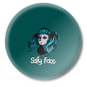 Значок с принтом Sally Face ,  металл | круглая форма, металлическая застежка в виде булавки | blue | diane | face | fisher | gizmo | henry | johnson | killer | larry | sally | генри | гизмо | джонсон | диана | ларри | лицо | салли | фейс | фишер