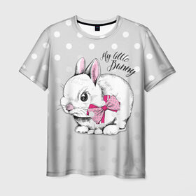 Мужская футболка 3D с принтом My little Bunny , 100% полиэфир | прямой крой, круглый вырез горловины, длина до линии бедер | art | best | cool | creativity | drawing | graphics | phonthasia | picture | trend | бант | белый | графика | животное | зайченок | зайчик | искусство | картинка | кролик | крутой | лучший | маленький | милый | модный | мой | пушистый