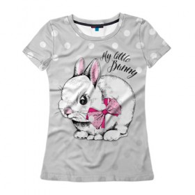 Женская футболка 3D с принтом My little Bunny , 100% полиэфир ( синтетическое хлопкоподобное полотно) | прямой крой, круглый вырез горловины, длина до линии бедер | art | best | cool | creativity | drawing | graphics | phonthasia | picture | trend | бант | белый | графика | животное | зайченок | зайчик | искусство | картинка | кролик | крутой | лучший | маленький | милый | модный | мой | пушистый