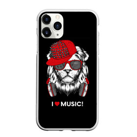 Чехол для iPhone 11 Pro Max матовый с принтом I love music! , Силикон |  | art | creativity | drawing | graphics | ph | picture | бейсболка | голова | графика | грива | дикий | животное | искусство | картинка | красный | крутой | лев | лучший | модный | музыка | наушники | очки | рисунок | сердце