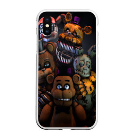 Чехол для iPhone XS Max матовый с принтом Five Nights at Freddys , Силикон | Область печати: задняя сторона чехла, без боковых панелей | five nights at freddy s | game | horror | игры | механические куклы | ночь | охранник | пять ночей у фредди | светящиеся глаза | ужас