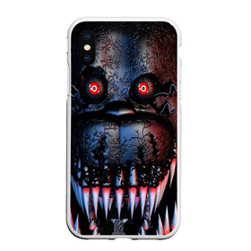 Чехол для iPhone XS Max матовый с принтом Five Nights at Freddys , Силикон | Область печати: задняя сторона чехла, без боковых панелей | five nights at freddy s | game | horror | игры | механические куклы | ночь | охранник | пять ночей у фредди | светящиеся глаза | ужас