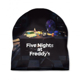 Шапка 3D с принтом Five Nights at Freddy`s , 100% полиэстер | универсальный размер, печать по всей поверхности изделия | five nights at freddy s | game | horror | игры | механические куклы | ночь | охранник | пять ночей у фредди | светящиеся глаза | ужас