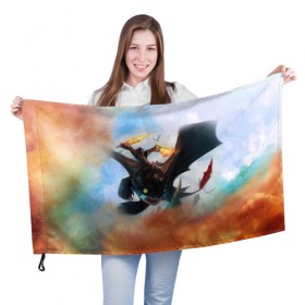 Флаг 3D с принтом Night Fury , 100% полиэстер | плотность ткани — 95 г/м2, размер — 67 х 109 см. Принт наносится с одной стороны | 