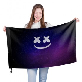 Флаг 3D с принтом Marshmello Cosmos , 100% полиэстер | плотность ткани — 95 г/м2, размер — 67 х 109 см. Принт наносится с одной стороны | 