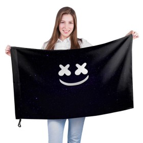 Флаг 3D с принтом Marshmello Cosmos , 100% полиэстер | плотность ткани — 95 г/м2, размер — 67 х 109 см. Принт наносится с одной стороны | marshmello | диджей | звезды | клуб | клубная музыка | космос | маршмеллоу | маршмэлло | маршмэллоу | музыка | небо | ночь | электронная