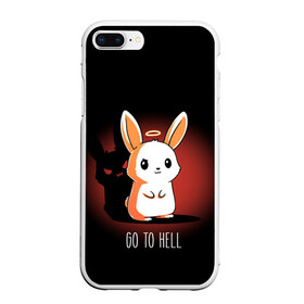 Чехол для iPhone 7Plus/8 Plus матовый с принтом Go to hell , Силикон | Область печати: задняя сторона чехла, без боковых панелей | ад | ангел | дьявол | зайчик | заяц | нимб | рожки | тень | ушки