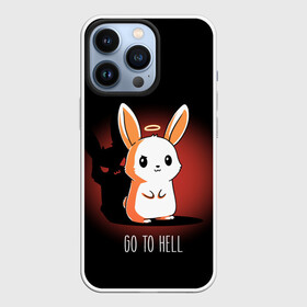Чехол для iPhone 13 Pro с принтом Go to hell ,  |  | Тематика изображения на принте: ад | ангел | дьявол | зайчик | заяц | нимб | рожки | тень | ушки