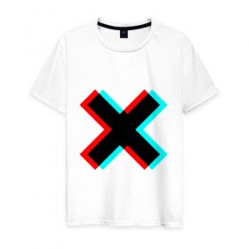 Мужская футболка хлопок с принтом X - Глитч , 100% хлопок | прямой крой, круглый вырез горловины, длина до линии бедер, слегка спущенное плечо. | x | глитч | икс