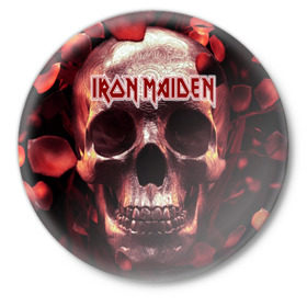 Значок с принтом Iron Maiden ,  металл | круглая форма, металлическая застежка в виде булавки | Тематика изображения на принте: бас | британия | брюс дикинсон | гитара | группа | дева | железная | метал | нико макбрэйн | рок | стив харрис | хеви | яник герс