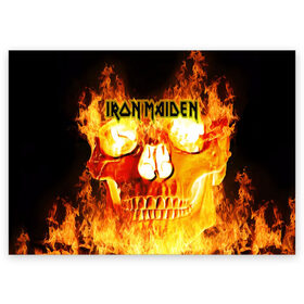 Поздравительная открытка с принтом Iron Maiden , 100% бумага | плотность бумаги 280 г/м2, матовая, на обратной стороне линовка и место для марки
 | бас | британия | брюс дикинсон | гитара | группа | дева | железная | метал | нико макбрэйн | рок | стив харрис | хеви | яник герс