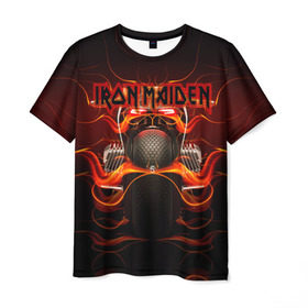 Мужская футболка 3D с принтом Iron Maiden , 100% полиэфир | прямой крой, круглый вырез горловины, длина до линии бедер | бас | британия | брюс дикинсон | гитара | группа | дева | железная | метал | нико макбрэйн | рок | стив харрис | хеви | яник герс