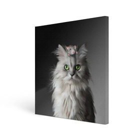 Холст квадратный с принтом Кот и мышка , 100% ПВХ |  | Тематика изображения на принте: животные | кот | котенок | кошка | крыса | мышка | мышь | перс | персидский кот | серый