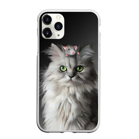 Чехол для iPhone 11 Pro Max матовый с принтом Кот и мышка , Силикон |  | Тематика изображения на принте: животные | кот | котенок | кошка | крыса | мышка | мышь | перс | персидский кот | серый