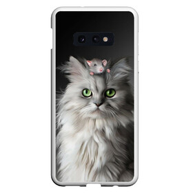 Чехол для Samsung S10E с принтом Кот и мышка , Силикон | Область печати: задняя сторона чехла, без боковых панелей | Тематика изображения на принте: животные | кот | котенок | кошка | крыса | мышка | мышь | перс | персидский кот | серый