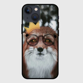 Чехол для iPhone 13 mini с принтом Лиса ,  |  | голова | животные | корона | лиса | лиса в  очках | лиса в короне | лисичка | лицо | мордочка | очки | прикол | природа | рыжая | смешные животные | юмор