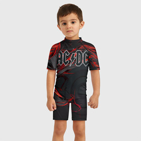 Детский купальный костюм 3D с принтом AC/DC  , Полиэстер 85%, Спандекс 15% | застежка на молнии на спине | австралийская | ангус янг | блюз | группа | малькольм янг | рок | рок н ролл | стиви янг | хард