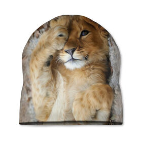 Шапка 3D с принтом Львенок , 100% полиэстер | универсальный размер, печать по всей поверхности изделия | дикая кошка | животные | кот | кошка | лев | львенок | львица | мордочка | природа | тигр | хищник