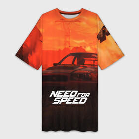 Платье-футболка 3D с принтом NEED FOR SPEED ,  |  | auto | game art | need for speed payback | nfs | nfs carbon | payback | sport | the carbon | transport | авто | гонки | карбон | машина | спорт | уличные гонки