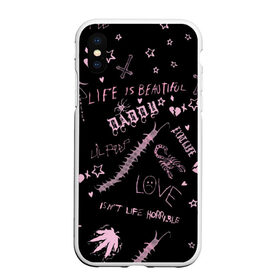 Чехол для iPhone XS Max матовый с принтом LIL PEEP - Life Is Beautiful , Силикон | Область печати: задняя сторона чехла, без боковых панелей | beautiful | broken | daddy | dead | exclusive | heart | life | lil | lilpeep | music | peep | pump | rap | rapper | rip | tattoo | густав | лил | лилпип | мертв | память | пип | рип | рэп | рэпер | сердечко | сердце | тату | умер