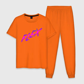 Мужская пижама хлопок с принтом Flex , 100% хлопок | брюки и футболка прямого кроя, без карманов, на брюках мягкая резинка на поясе и по низу штанин
 | мода | новый дизайнер | прикольная надпись | прикольный текст | тренды | яркая футболка